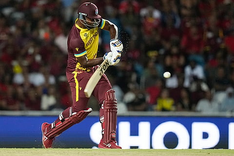 Romario Shepherd bats against New Zealand
